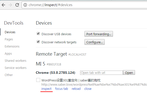 使用Chrome浏览器调试Android手机上的网页